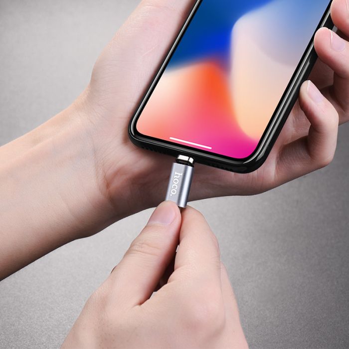USB кабель магнитный Hoco U40A 1m Lightning серый