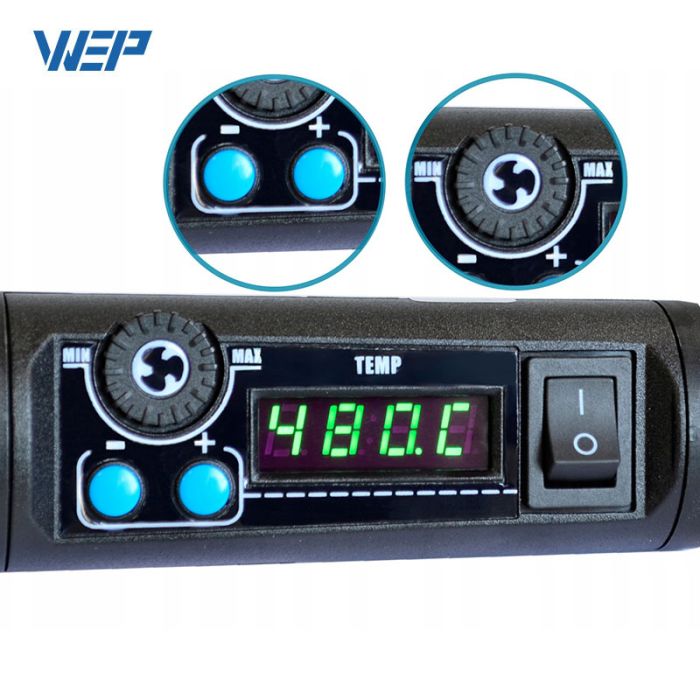 Термофен WEP 8858-I / ЖК-дисплей / цифровая регулировка / компактный / 120 л/мин / 100 - 480°C / 700 Вт