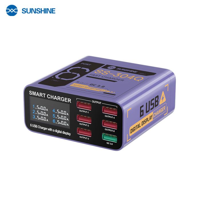 Быстрое зарядное устройство Sunshine SS-304Q 3.5A / 5xUSB / 1xUSB QC3.0 / 40W Purple