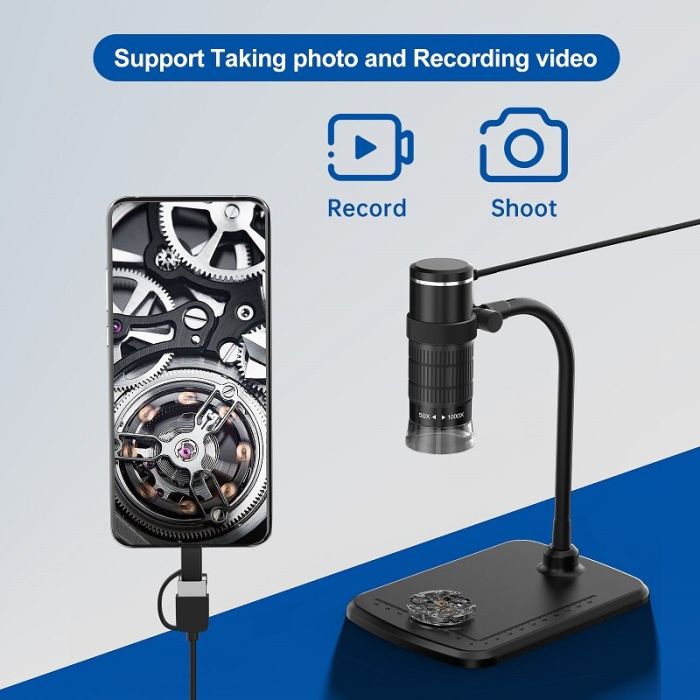 Микроскоп цифровой портативный AN104 / кратность 1000X / OTG Micro USB / Type-C / подсветка