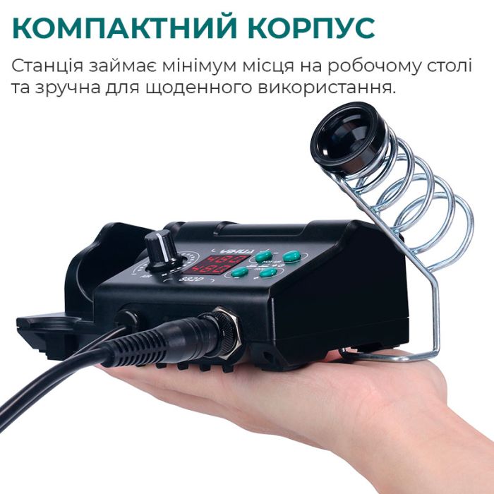 Паяльная станция 2 в 1 YIHUA 882D / термофен + паяльник / 3 насадки / 750 Вт