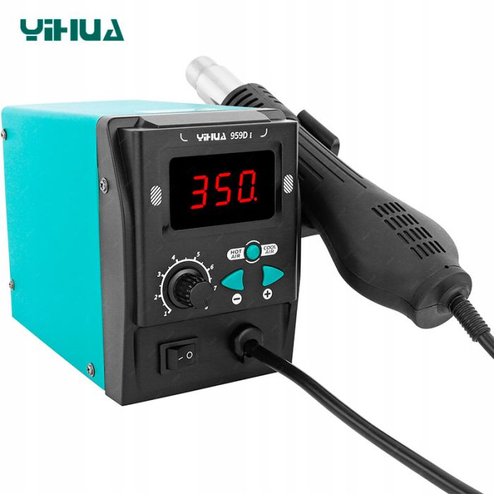 Термовоздушная паяльная станция YIHUA 959D-I термофен / 100-480°С / 120 л/мин / 3 насадки / 700 Вт