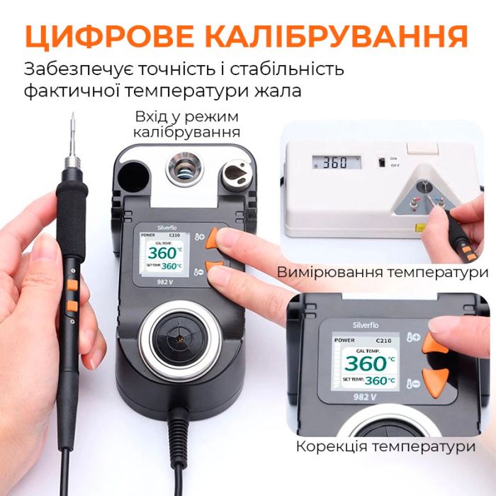 Паяльная станция Silverflo 982 V / прецизионный паяльник C245 / 90-450°C / 60 Вт Black