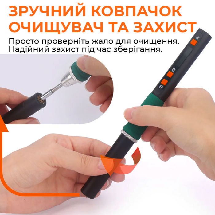 Паяльник прецизионный Silverflo 928D IV портативный / жало C235-I / 450°C / подставка с губкой / Type-C
