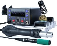 Паяльная станция 2 в 1 WEP 902D-IV / термофен + паяльник T12 / 3 канала памяти / 775 Вт