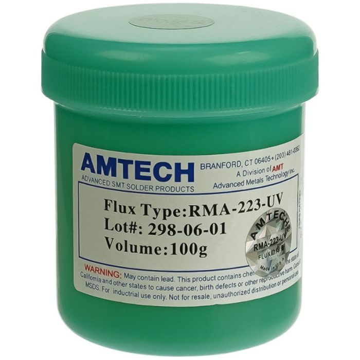 Флюс-паста AMTECH RMA-223-UV / без вмісту галогенів / зелена банка 100г