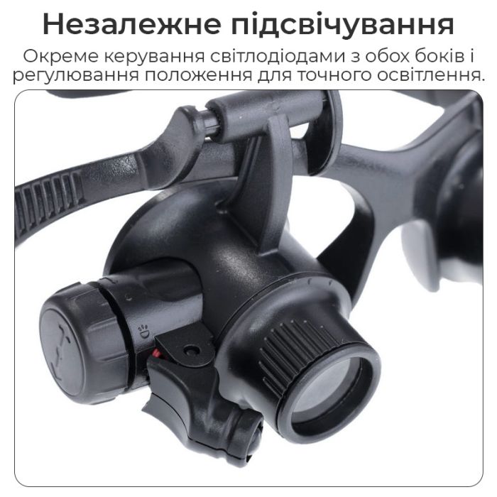 Лупа очки бинокулярные Magnifier 9892GJ с LED подсветкой / увеличение 10X 15X 20X 25X