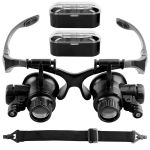 Лупа очки бинокулярные Magnifier 9892G с LED подсветкой / боксы для линз / увеличение 10X 15X 20X 25X