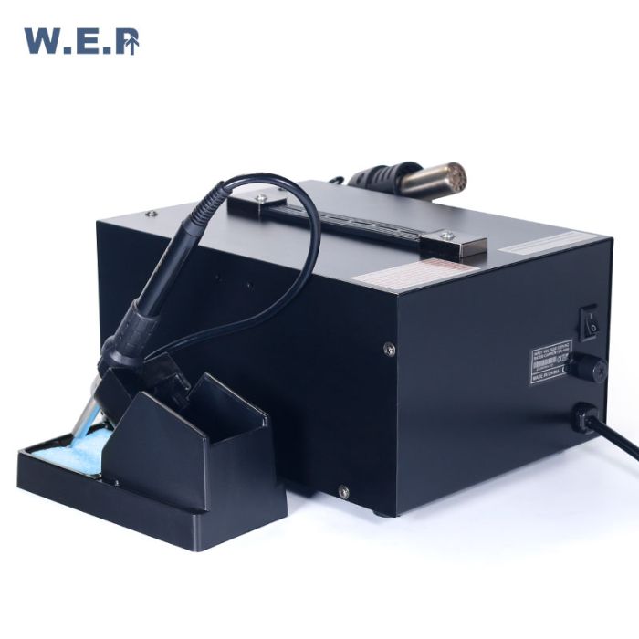 Паяльная станция 2 в 1 WEP 952D+ / термофен + паяльник / жало 900М / 4 насадки / 100 - 450°C / 700 Вт