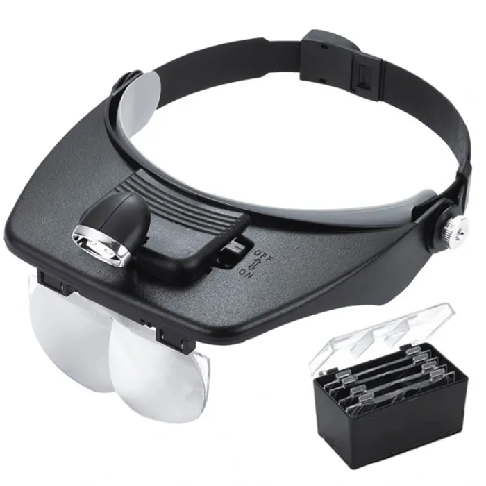 Лупа очки бинокулярные Magnifier 81001-A с LED подсветкой / увеличение 1.2X 1.8X 2.5X 3.5X