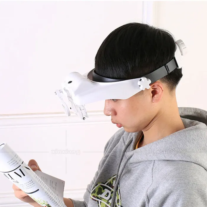 Лупа очки бинокулярные Magnifier 81000-S с LED подсветкой / увеличение 1.2X 2X 8X