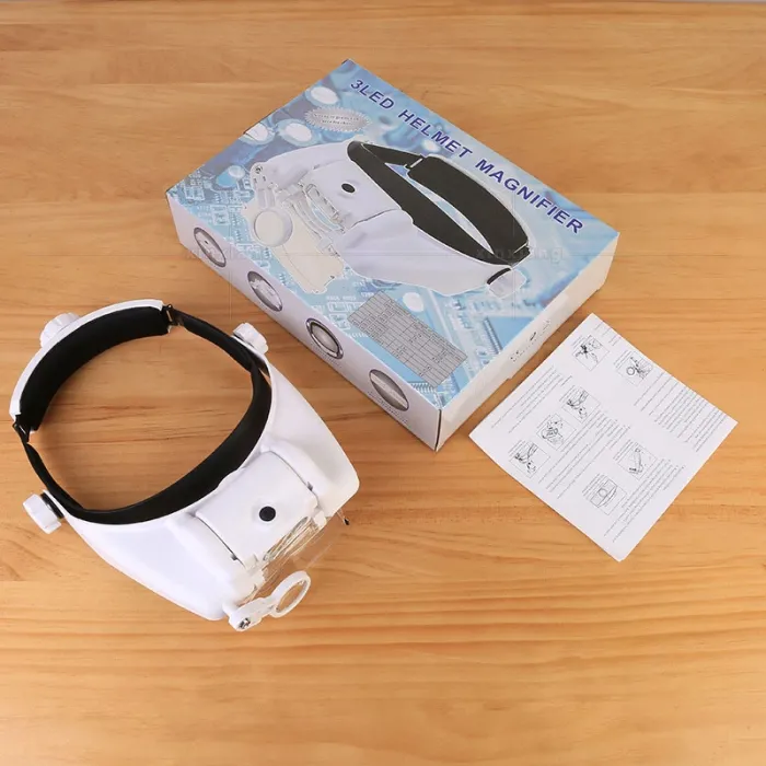 Лупа очки бинокулярные Magnifier 81000-S с LED подсветкой / увеличение 1.2X 2X 8X