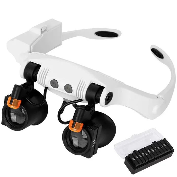 Лупа очки бинокулярные Magnifier 32521-SX с LED подсветкой / увеличение 3X 4X 5X 6X 7X 10X