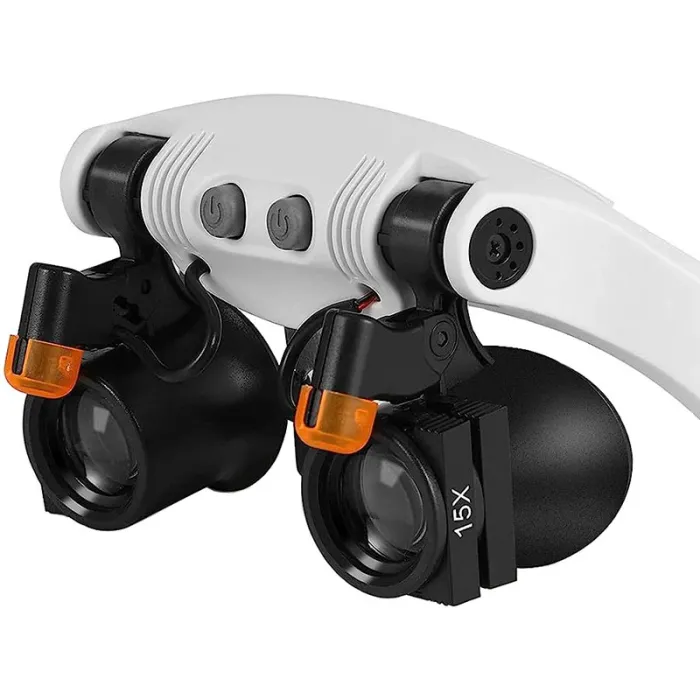 Лупа очки бинокулярные Magnifier 32521-SX с LED подсветкой / увеличение 3X 4X 5X 6X 7X 10X
