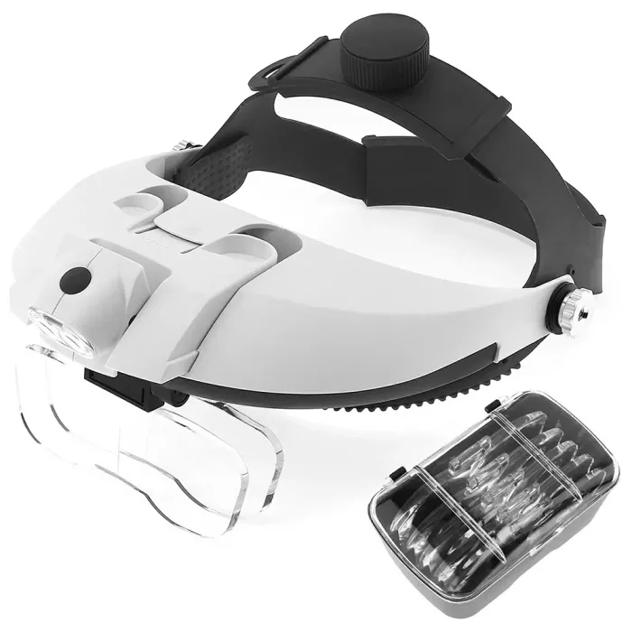 Лупа очки бинокулярные Magnifier 81001-H с LED подсветкой / увеличение 1X 1.5X 2X 2.5X 3.5X