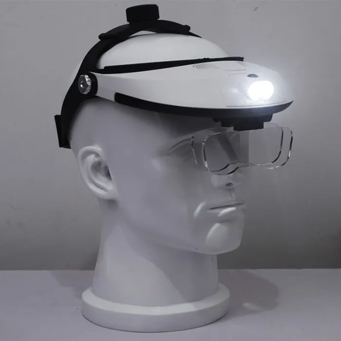 Лупа окуляри бінокулярні Magnifier 81001-H з LED підсвіткою / збільшення 1X 1.5X 2X 2.5X 3.5X