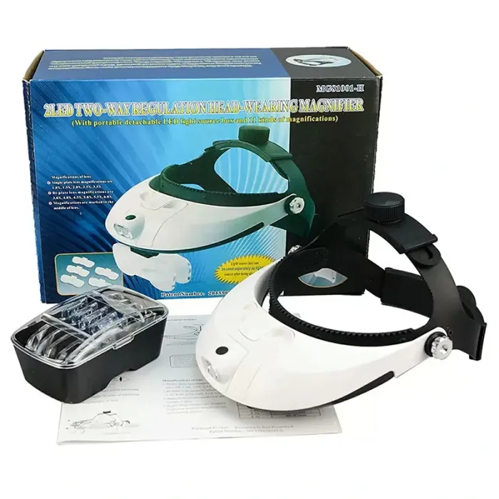 Лупа очки бинокулярные Magnifier 81001-H с LED подсветкой / увеличение 1X 1.5X 2X 2.5X 3.5X