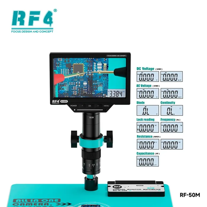 Микроскоп цифровой с мультиметром RF4 RF-50M / монитор HD 7" / кратность 7X-45X / HDMI / пульт / подсветка