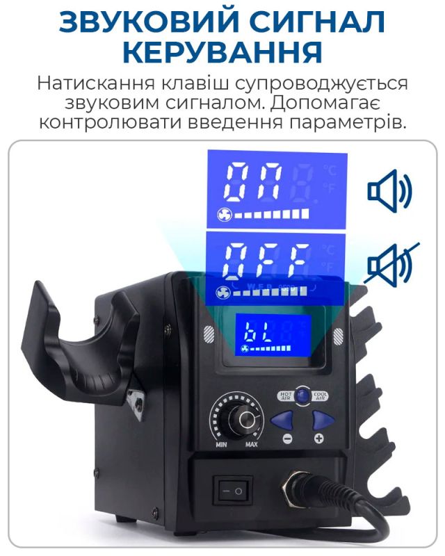 Термовоздушная паяльная станция WEP 959D II термофен / 100-480°С / 120 л/мин / 5 насадок / 700 Вт
