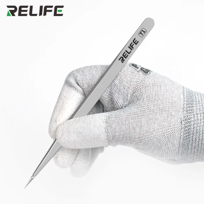 Пинцет прецизионный RELIFE T1 / стальной, высокая твердость, прямой / 164мм