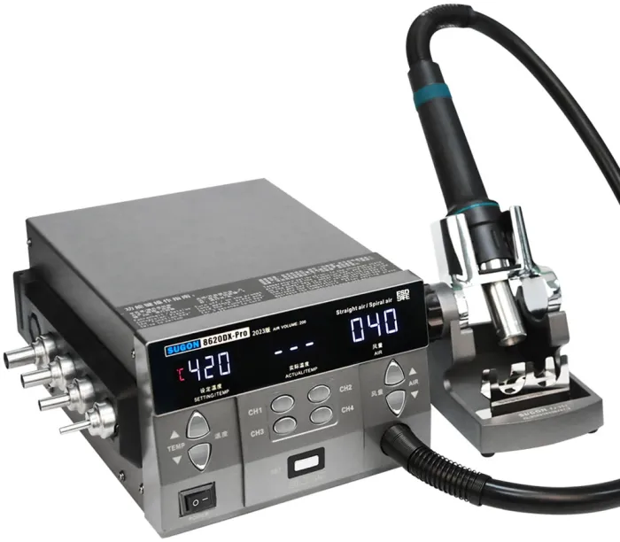 Термовоздушная паяльная станция SUGON 8620DX Pro фен / 100-500°С / 4 канала памяти / 4 насадки / 1300 Вт