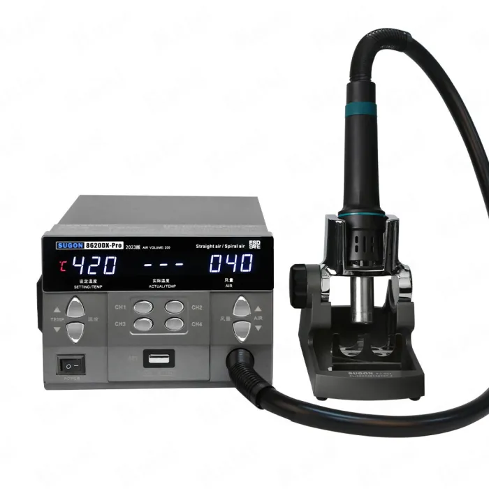 Термоповітряна паяльна станція SUGON 8620DX Pro фен / 100-500°С / 4 канали пам'яті / 4 насадки / 1300 Вт