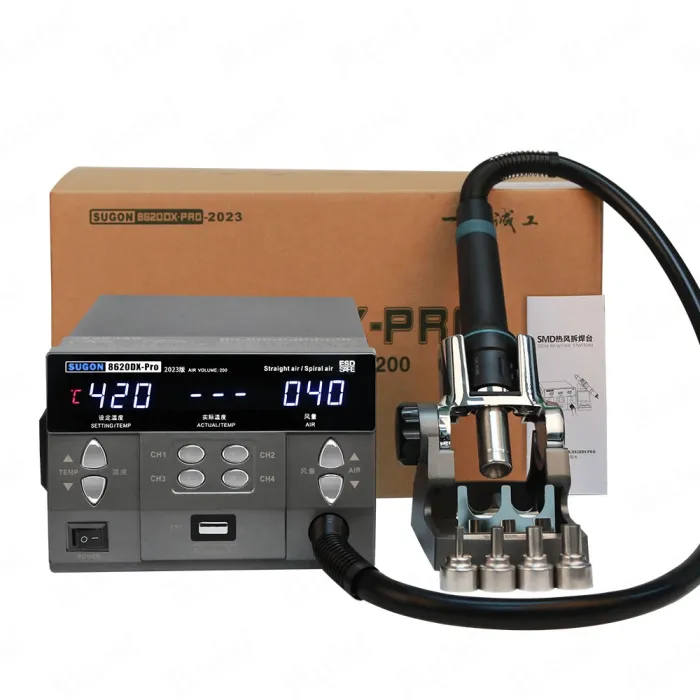 Термоповітряна паяльна станція SUGON 8620DX Pro фен / 100-500°С / 4 канали пам'яті / 4 насадки / 1300 Вт