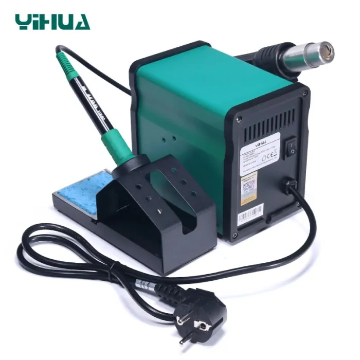 Паяльная станция YIHUA 898BD+ 2 в 1 фен / паяльник / цифровая индикация / турбинная / 3 насадки / 750 Вт