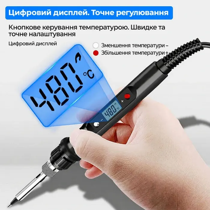 Паяльник A-096 / Жало 900M / LCD экран / кнопочная регулировка / 180 - 480 °C /  220В 80Вт
