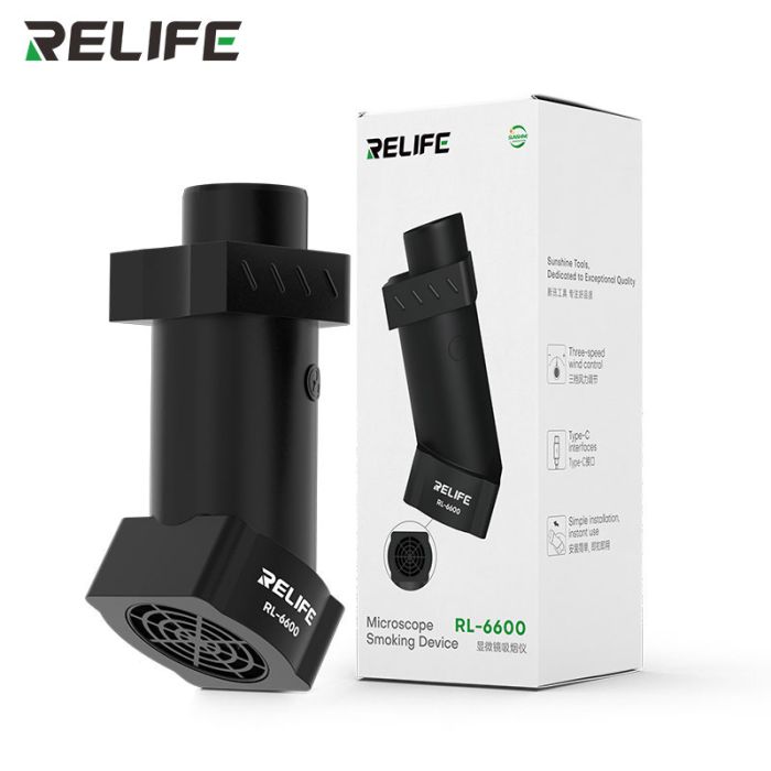 Дымопоглотитель RELIFE RL-6600 под микроскоп / вытяжка дыма для пайки компактная Black