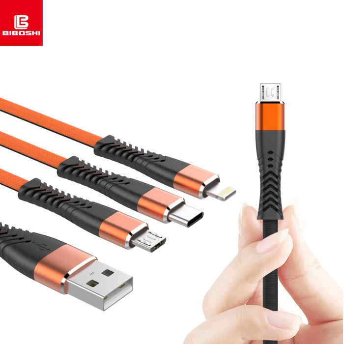 Кабель Biboshi A18 USB - Type-C 1m 3A black - orange