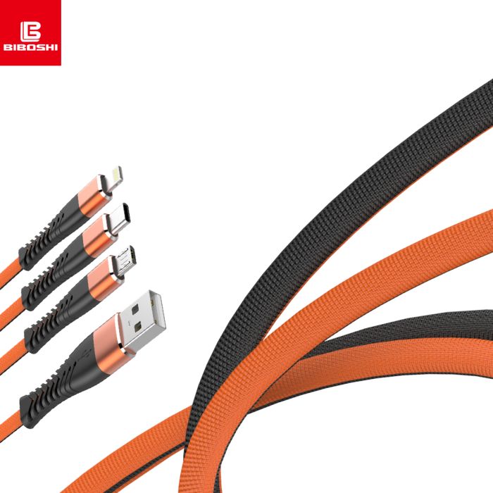 Кабель Biboshi A18 USB - Type-C 1m 3A black - orange