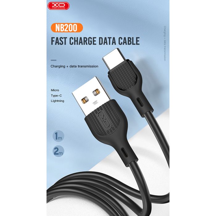 USB Кабель XO Type-C NB200 2.1A 2.0m Black