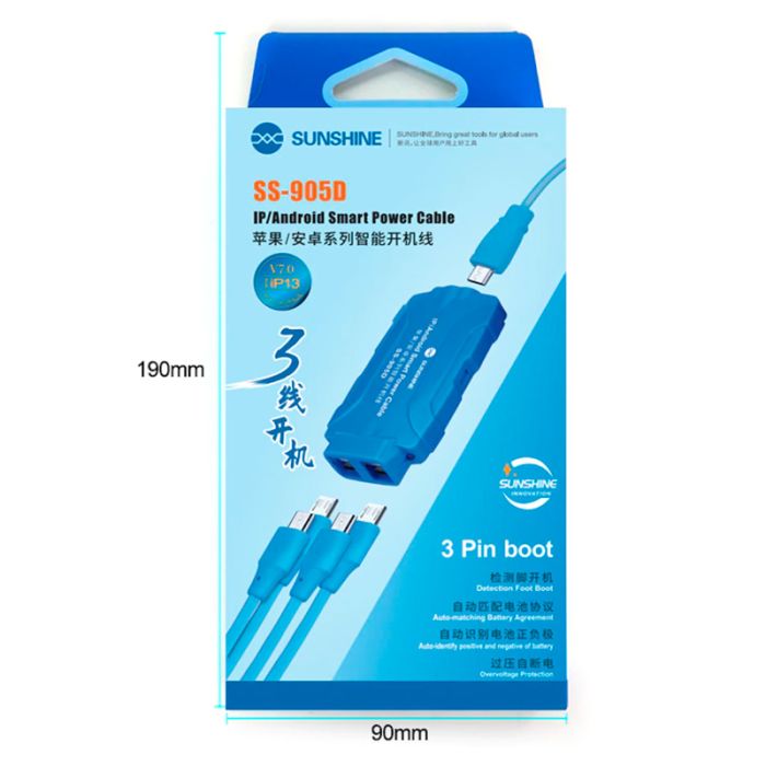 Кабели для блоков питания Sunshine SS-905D с разъемами для подключения плат iPhone 5 - 14 Pro Max / Android