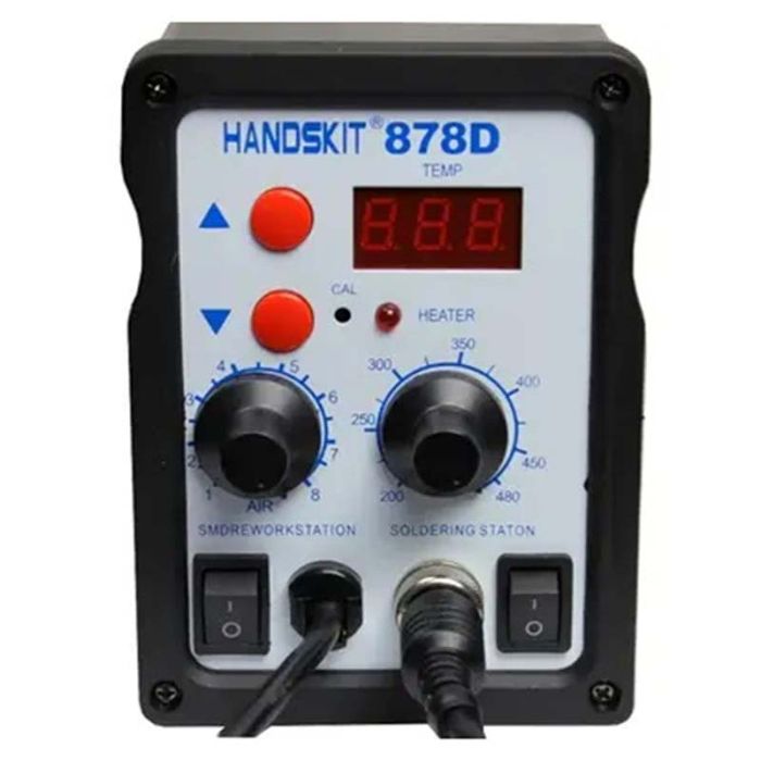 Паяльна станція Handskit 878D 2 в 1 термоповітряна з паяльником, 3 насадки, 100 - 480 ° C, 700 Вт