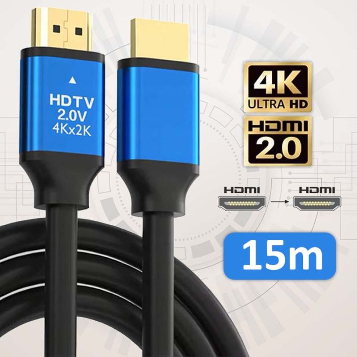 Кабель ХР-559 HDMI-HDMI V2.0 / 4K 2K Full HD / Черный 15м