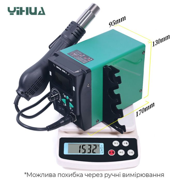 Термоповітряна паяльна станція YIHUA 959D II термофен / 100-480°С / 120 л/хв / 5 насадок / 700 Вт