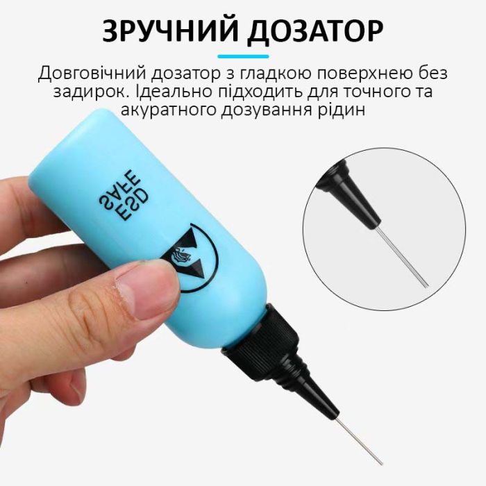 Ємність для флюсу та рідин TELIJIA TE-P4 ESD Save з дозатором 65 ml Blue