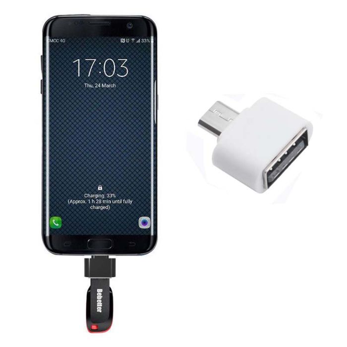OTG переходник Micro-USB - USB 2.0 адаптер Белый