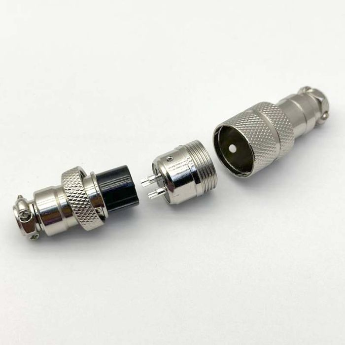 Разъем авиационный GX16 2 pin (папа+мама) крепление на кабель, штекер, гнездо, защитный кожух
