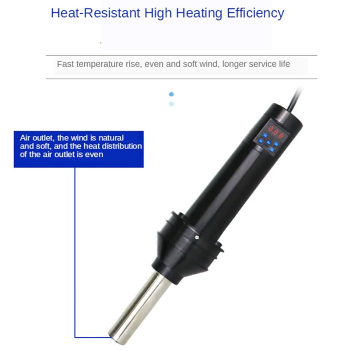 Термофен YAOGONG 8032A+ цифрове регулювання 100 - 480 °C / 450 Вт / 24 л/хв / насадки