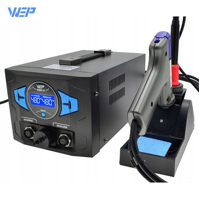 Паяльная станция 2 в 1 WEP 948D-III / паяльник + вакуумный оловоотсос / 200-480°C / 110 Вт