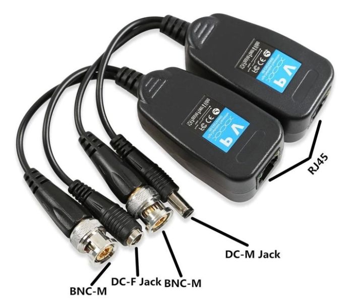 Пассивный приемопередатчик видеосигнала (балун) AHD/CVI/TVI, DC+BNC - RJ-45 2 шт.