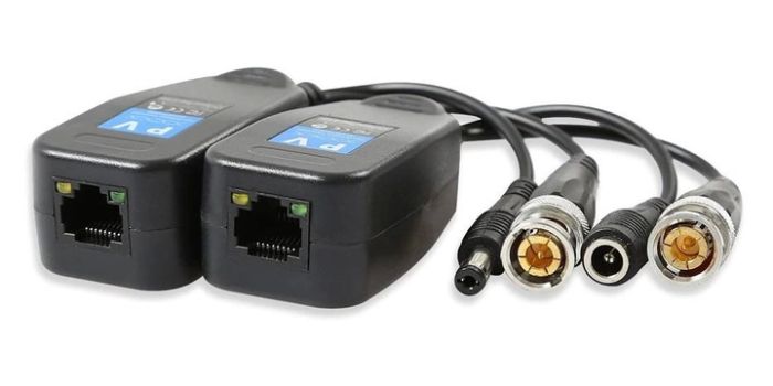 Пассивный приемопередатчик видеосигнала (балун) AHD/CVI/TVI, DC+BNC - RJ-45 2 шт.