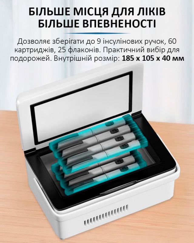 Медичний портативний міні холодильник Coolbox CL-А08 для ліків, інсуліну / сумка / USB / 220V / 2xАКБ