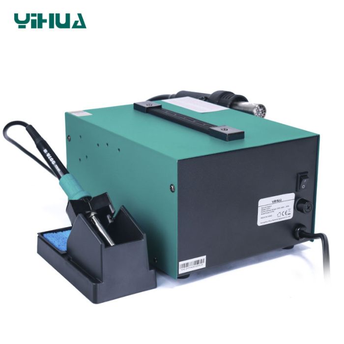 Паяльная станция 2 в 1 YIHUA 952D+ / термофен + паяльник / жало 900М / 4 насадки / 100 - 450°C / 700 Вт