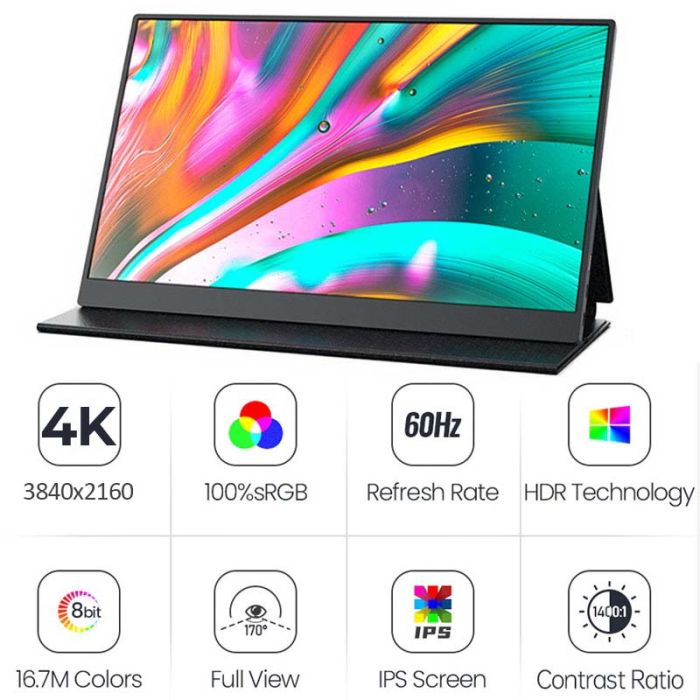 Монитор портативный 133UC / 13.3'' / IPS / 3840x2160 4K / Type-C / HDMI / jack 3.5 мм / второй экран