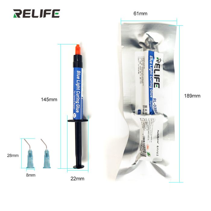 Клей ультрафіолетовий RELIFE RL-035G Blue light glue для фіксації лінз і компонентів (3ml)