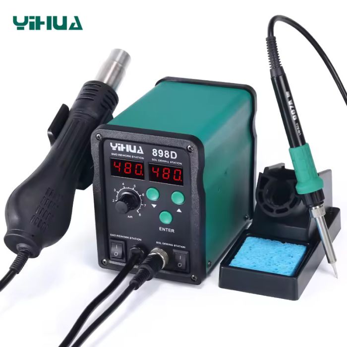 Паяльная станция YIHUA 898D 2 в 1 фен / паяльник / цифровая индикация / турбинная / 700 Вт