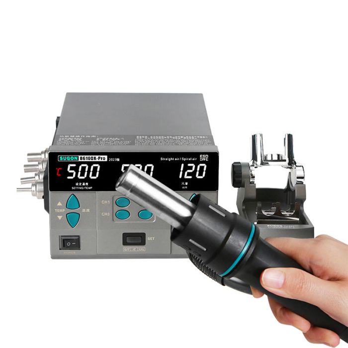 Термоповітряна паяльна станція SUGON 8610DX Pro фен / 100-500 °С / 120 л/хв / 4 канали пам'яті / 1000 Вт